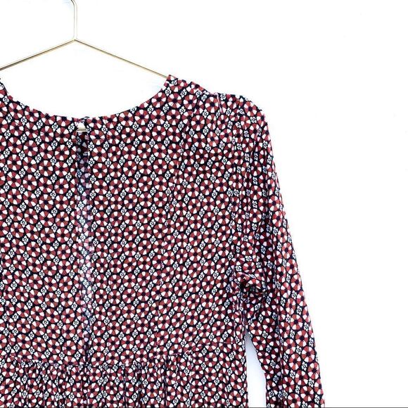 H&M Rust Navy Floral Print 3/4 Sleeve Dress - Picture 9 of 12